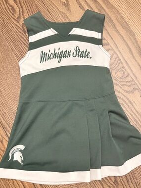 Michigan State Spartans Green & White Cheerleading Dress Sz 3T EUC TT